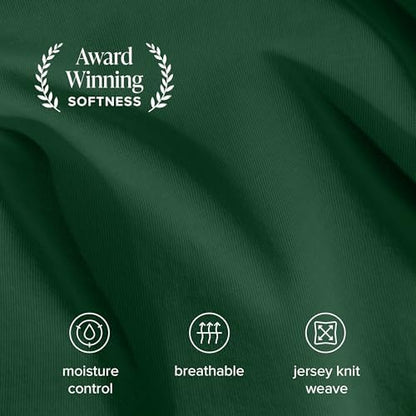 Bare Home 100% Organic Cotton Jersey Sheet Set (Split King, Forest Green)