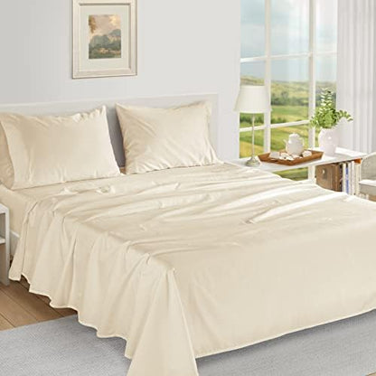 LANE LINEN 100% Egyptian Cotton Bed Sheets Twin XL, Long Staple Soft & Comfy Sateen Weave No Pill Fade Resistant Machine wash Extra Long Twin Sheets for Hospital Bed -Moonstone