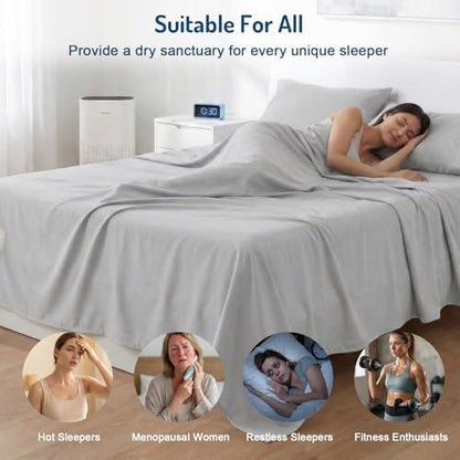 Coolmax® Cooling Sheets for Hot Sleepers, Queen Size, Light Grey