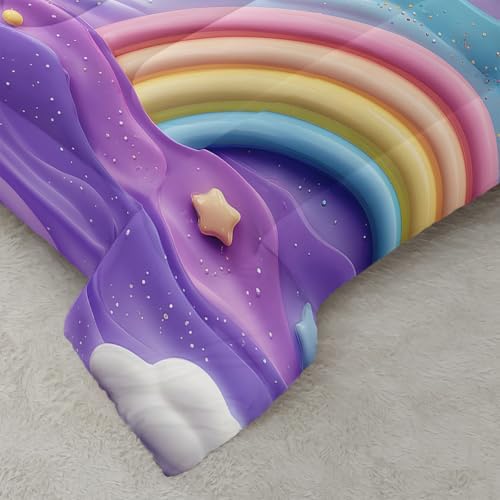 QOOMO Rainbow Kids Comforter Set Twin Size
