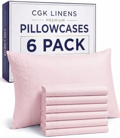 King Pillow Cases Set of 6 - Ultra Soft Pillowcase Covers - Lavender Pink