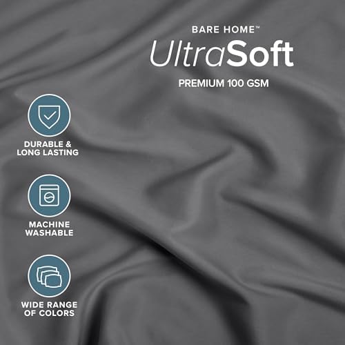 Bare Home Queen Fitted Sheet - 1800 Ultra-Soft (Queen, Grey)
