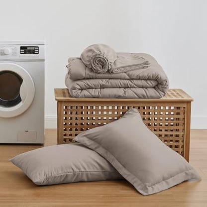 Love's cabin Twin XL Comforter Set Burlwood, 5 Pieces Twin XL Bed in a Bag, All Season Bedding Sets with 1 Comforter, 1 Flat Sheet, 1 Fitted Sheet, 1 Pillowcase and 1 Pillow Sham
