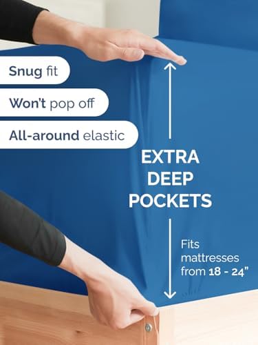 CGK Linens Extra Deep Split King Fitted Sheet Only - Royal Blue