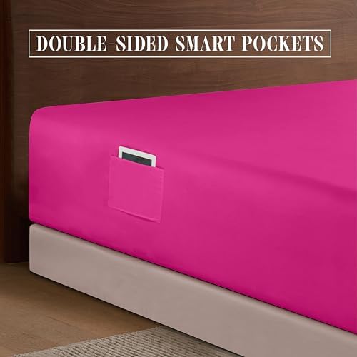 Elegant Comfort 1500 Premium Hotel Quality 18-21 Inches Deep - Extra Deep Pocket Single Fitted Sheet for High Mattress, Luxury and Softest, Smart Pocket - Wrinkle Free, King, Pink