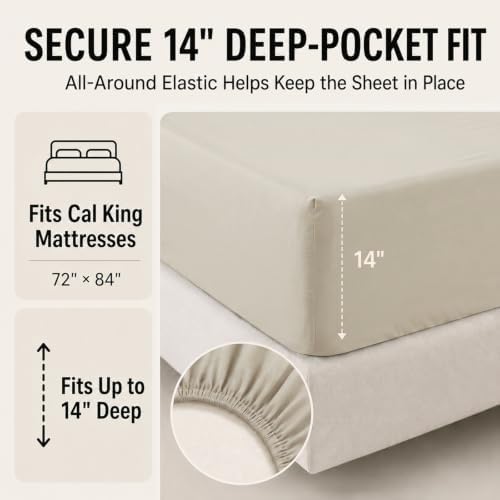 CozyLux California King Comforter Set Oatmeal - 7 Pieces Bed in a Bag