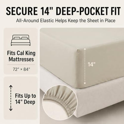 CozyLux California King Comforter Set Oatmeal - 7 Pieces Bed in a Bag