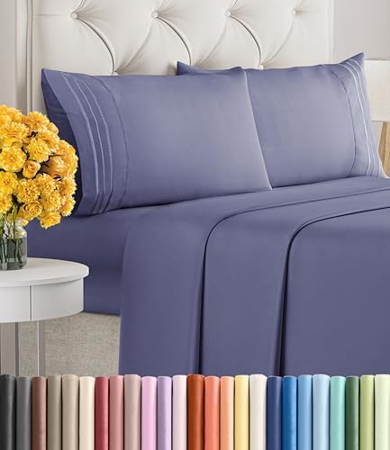 Full Size 4 Piece Sheet Set - Ultra Soft & Cooling Sheets - Twilight Purple