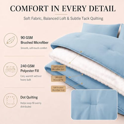CozyLux King Size Comforter Set Baby Blue, 7 Pieces Bed in a Bag King Comforter Set with Sheets, Bedding Sets with Down Alternative Comforter, Sheets, Pillowcases & Shams, Soft All Seasons Bed Set