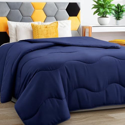 MEELUS Lightweight Comforter Cooling Navy Blue, All Season Duvet Insert