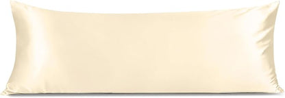 INFIIXSO Body Pillow Cover with Zipper, Luxury Mulberry Silk Body Pillow Case 20x54 Inches, Ultra Smooth and Soft Cooling Long Pillowcase, Gift for Women, Men(Ivory)
