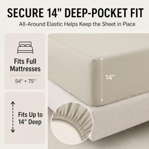 CozyLux Full Size Comforter Sets Oatmeal - 7 Pieces Bed in a Bag