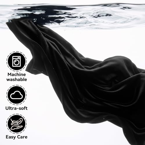 RIMELA Bed Skirt with Split Corners, Full, 15 Inch Drop, Black