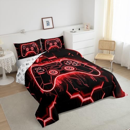 Feelyou Kids Red Gamer Comforter Full Size for Boys Girls