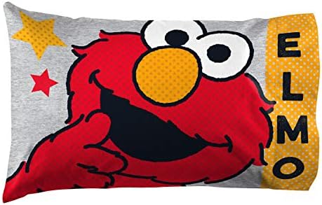 Sesame Street Elmo Toddler Kids Pillowcase Reversible, Gray