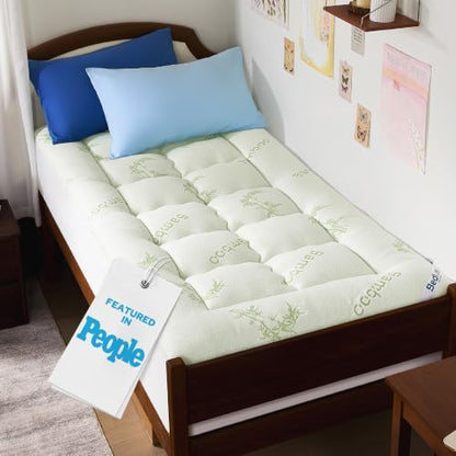 BEDLORE Twin XL Mattress Topper, Thick Soft Pillow Top Bed Topper