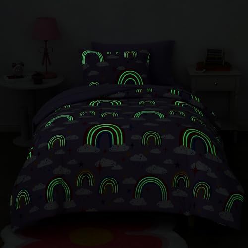Twin Comforter Set for Girls - 5 Pieces Purple Rainbow Twin Bedding Sets