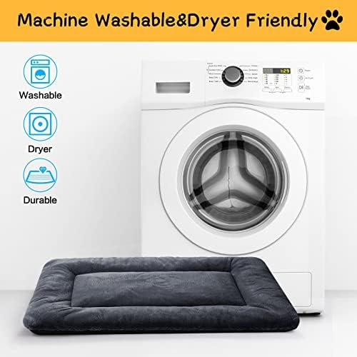 Dog Crate Pad Washable Dog Bed for Crate Small Cozy Mat 24-Inch Dark Gray