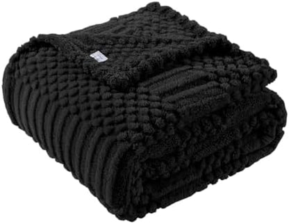 Black Throw Blanket - Soft & Fluffy Fleece, Cute & Aesthetic, Perfect for Sofa, Couch, Chair, Bed, Living Room & Bedroom, All-Season Use, Plush & Cozy Decorative Blanket 50x60