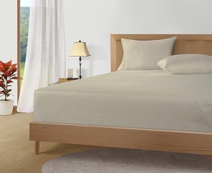 LANE LINEN 100% Egyptian Cotton Queen Sheet Set Sateen - Linen Swiss Dot