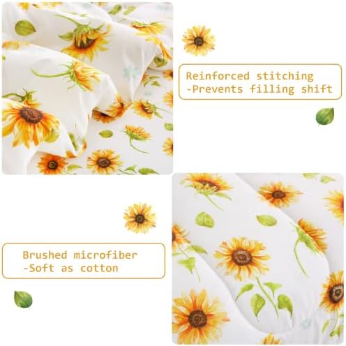 lasoftan Floral Queen Comforter Set with Sheets, 7 piece Luxury Vintage Bedding, Soft Microfiber Bed in a Bag, Cozy Lightweight Bed Set, Lavender Flower Grey Leaf