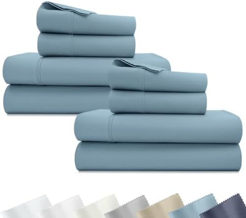 California Design Den 2-Pack Soft 100% Cotton King Bed Sheet Set, Sky Blue