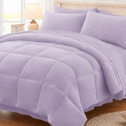 Anluoer Queen Comforter Set 7 Piece, Soft Bed in a Bag Queen Bedding Sets