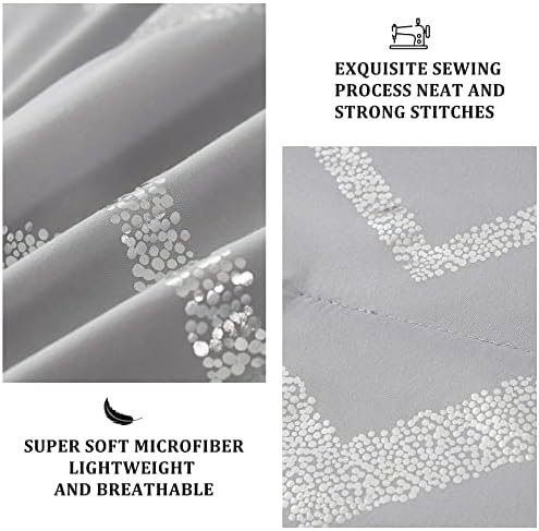 Menghomeus 4 Piece Grey/Silver Comforter Set Queen Size Bedding Set for Kid