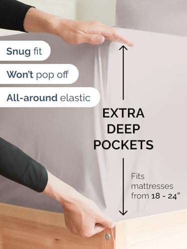 CGK Linens Extra Deep King Fitted Sheet - Fitted Sheet Only - Light Grey