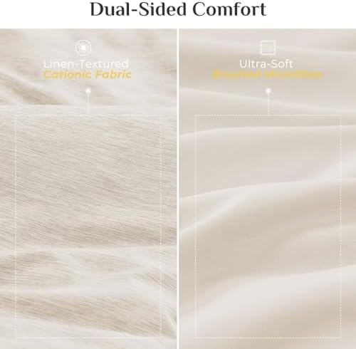 JOLLYVOGUE Beige Full Comforter Set, Cationic Dyeing Bed in a Bag Full 7 Pieces, Double-Tone Bedding Set with Down Alternative Comforter, Sheets, Pillowcases & Shams