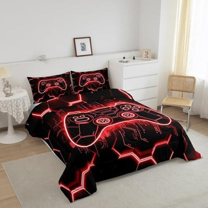 Feelyou Kids Red Gamer Comforter Full Size for Boys Girls