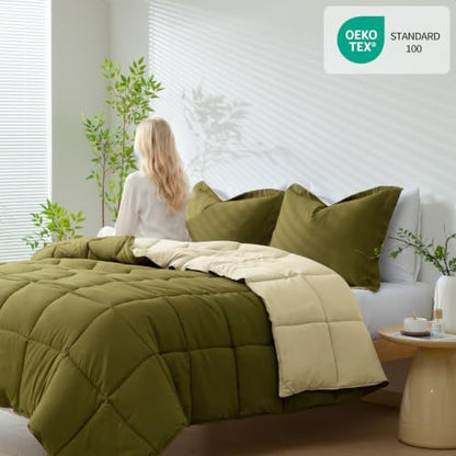 HIG 3pc Olive Twin/Twin XL Bedding Comforter Set Duvet Insert Blanket