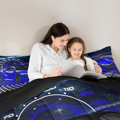 Feelyou Ombre Racing Car Bedding Set Twin Size for Boys Girls
