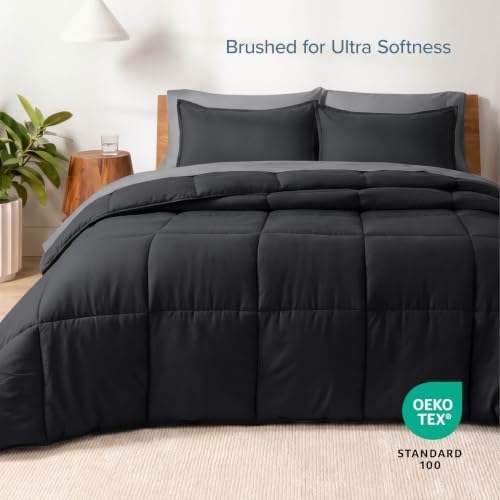 Bare Home Bed-in-A-Bag 7 Piece Set (Full, Black/Grey)