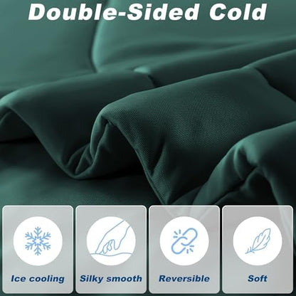 Cooling Comforter Queen Size, Double-Sided Cold Tech Quilted Bed Comforters Cooling Blanket for Hot Sleepers, Breathable Lightweight Summer Bedding, All-Season Ice Blanket, Emerald Green