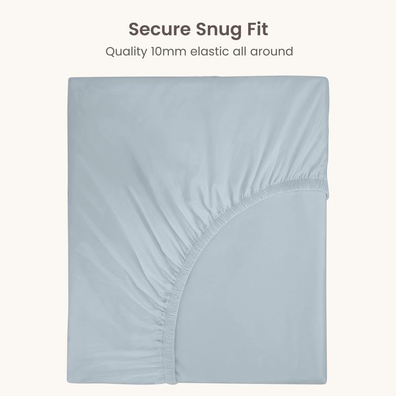 Bioweaves 100% Organic Cotton 1 Full Size Fitted Sheet Only | 300 Thread Count Sateen Weave GOTS Certified with Deep Pocket - Shore