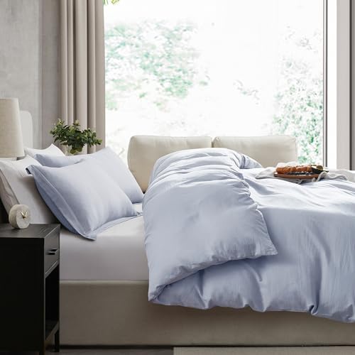 Hearth & Harbor Prewashed King Duvet Cover Set, Ice Blue
