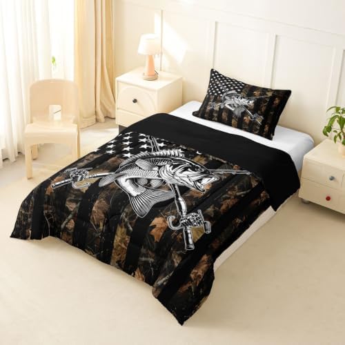 Feelyou Camo Fish Comforter Set Toddler Size Bedding Set for Kids Boys
