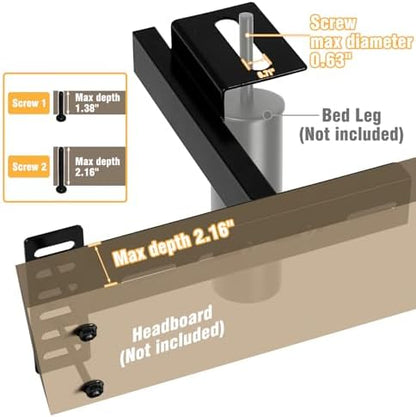 Headboard Brackets for Bed Frame, Adjustable Brackets for Headboard, Universal with Footboard Extension Kit, Fit for Queen King Full Size Headboards, Easy Installation, Set of 2