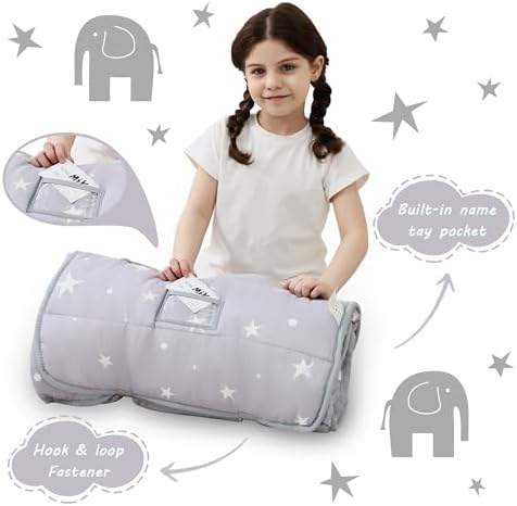 Lasoftan Toddler Nap Mat with Pillow and Blanket, Extra Large Rolled Napping Mats,Slumber Bags for Boys Girls,Kids Sleeping Bag for Daycare, Preschool Travel Camping