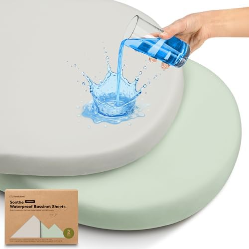 2pk Waterproof Bassinet Sheets Girls, Boys 33x17 Universal Fit (Sage)
