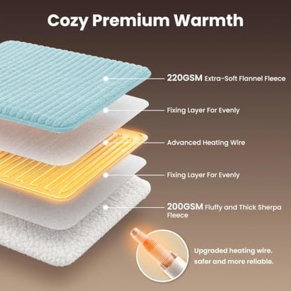 Homemate Electric Heated Heating Blanket Twin Size 62"x84" Flannel Sherpa
