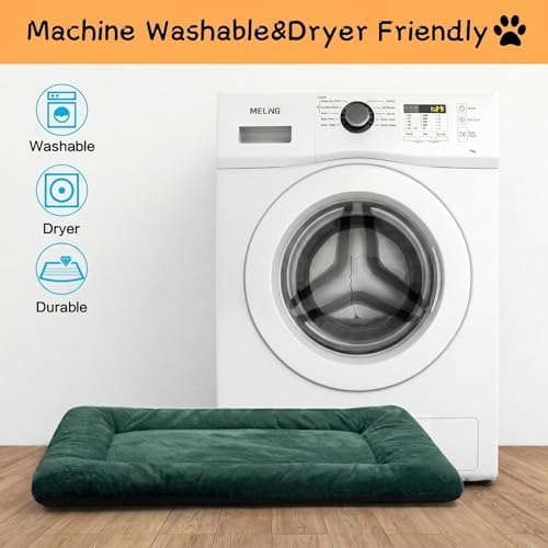 Dog Crate Pad Washable Dog Bed for Crate Medium Cozy Mat 36-Inch Green