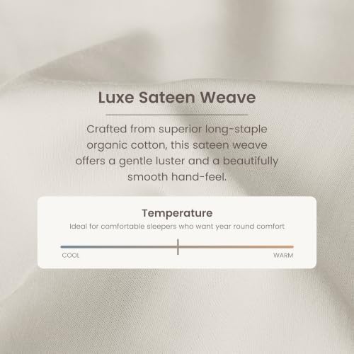 BIOWEAVES 100% Organic Cotton King Duvet Cover Set, 3-Piece, 300 Thread Count Sateen Weave GOTS Certified Comforter Cover with Buttoned Closure and 2 Pillow Shams – Cream, 104x90 inches