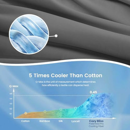 Cozy Bliss Cooling Comforter King Size, Cooling Blankets for Hot Sleepers and Night Sweats, Charcoal Gray Summer Comforter for King Size Bed, Breathable Soft Lightweight Silk Smooth