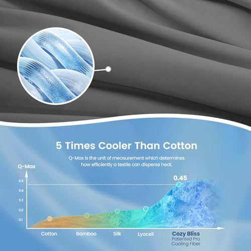 Cozy Bliss Cooling Comforter Twin Size, Cooling Blankets for Hot Sleepers and Night Sweats, Charcoal Gray Summer Comforter for Twin Size Bed, Breathable Soft Lightweight Silk Smooth