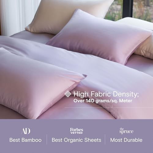 DOZ Duvet Cover Set, 100% Viscose derived from Bamboo, Organically Grown, Buttery Soft, Cooling Duvet Covers, High GSM, 1 Duvet Cover and 2 Pillowcases, 106"x90" (Lavender, King/Cal King)