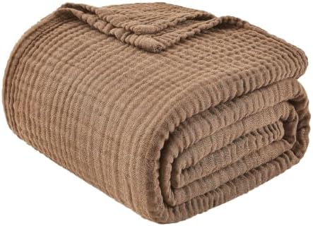 EMME Muslin Blankets for Adults Brown Small Blanket 40" x 50"