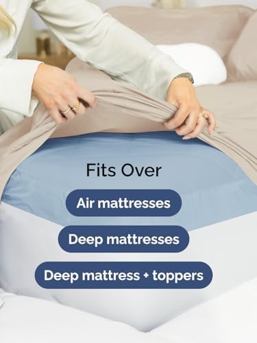 CGK Linens Extra Deep Split King Fitted Sheet - Fitted Sheet Only - Wheat