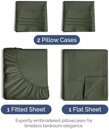 King Size 4 Piece Sheet Set - Ultra Soft & Cooling Sheets - Dark Olive Grey